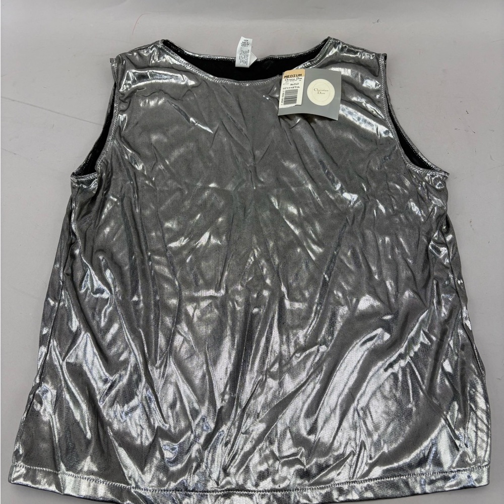 Vintage Christian Dior Silver Metallic Top